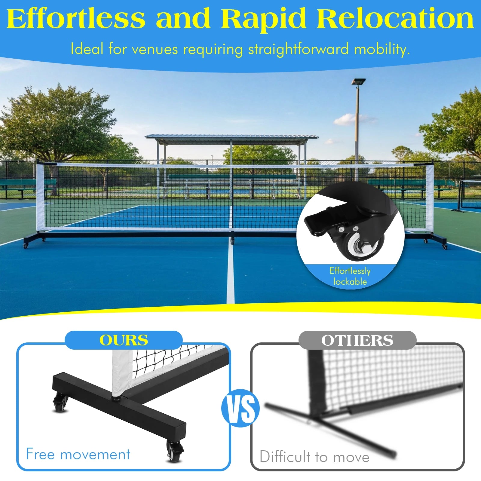 Heavy-Duty Pickleball Net with Wheels