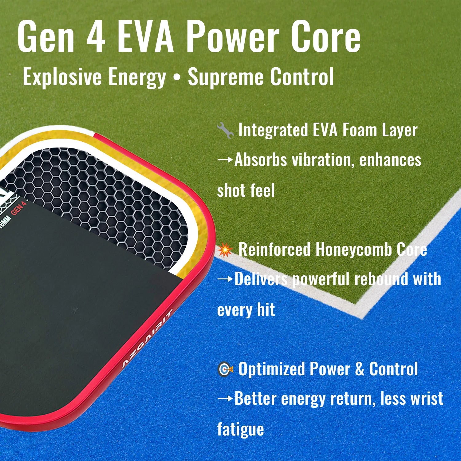 Gen 4 Propulsion Core Carbon Paddle features integrated EVA foam layer and reinforced honeycomb core for optimal performance.